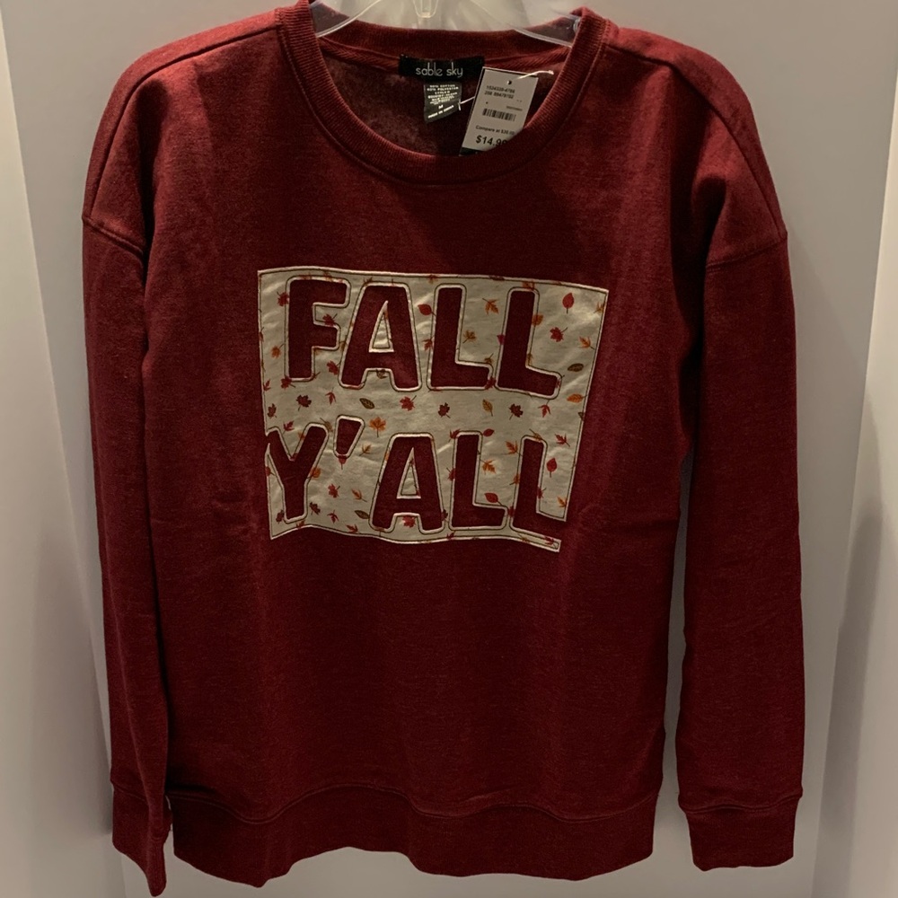 Fall Y'All Women's Crew Neck Sweater - Red
